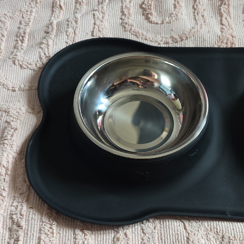 Stainless Steel Pet Bowls with Black Mat - Picture 3 of 7